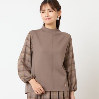 ＜LOBJIE (Women)＞【洗える・セットアップ可能】袖グレンチェックプルオーバー（１２１２５５３１）