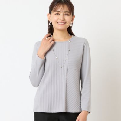 ＜LOBJIE (Women)＞【洗える・アンサンブル可能】ワイドリブカットソー（１２１２５５５１）