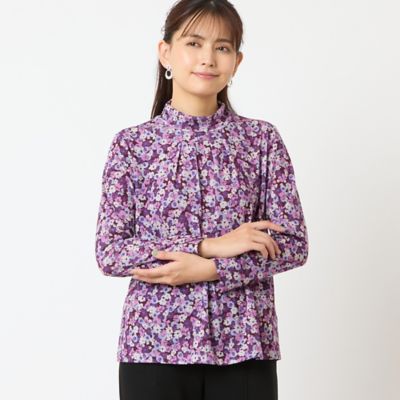 ＜LOBJIE (Women)＞【洗える・日本製】小花柄カットソー（１２１２５５５５）