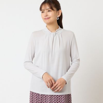 ＜LOBJIE (Women)＞【洗える・日本製】ボウタイ風カットソー（１２１２５５６２）