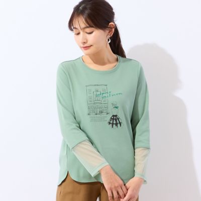 洗える】袖口シアーカットソー（12125602） | LOBJIE (Women