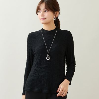 Aegnoirストール付き ドレープ 7分袖 カットソー / シャーリング 毎年人気・洗える・日本製】シャーリングカットソー（12125644