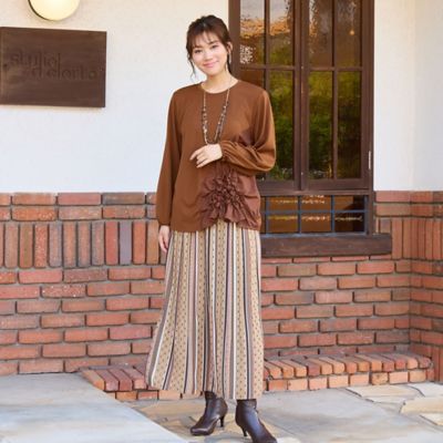 刺繍入りパフスリーブカットソー（１２１２６４０１）