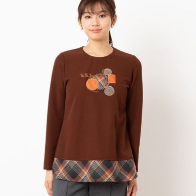 アップリケ刺繍カットソー（１２１２６４４３）