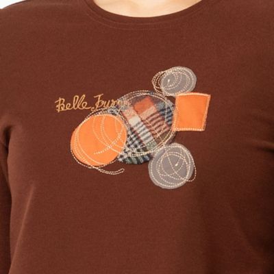アップリケ刺繍カットソー（１２１２６４４３）