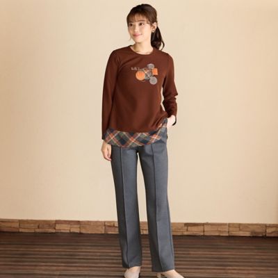 アップリケ刺繍カットソー（１２１２６４４３）