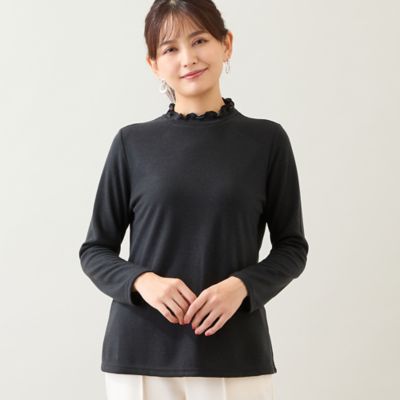 ＜LOBJIE (Women)＞【洗える・日本製】フリル襟カットソー（１２１２６５０３）