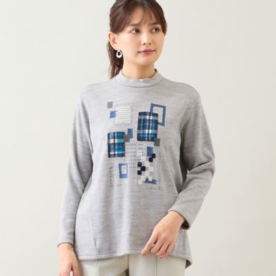 ＜LOBJIE (Women)＞【日本製】ブロック刺繍カットソー（１２１２６５１１）