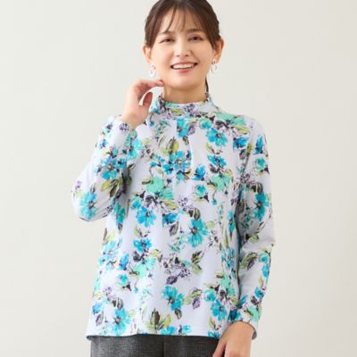 ＜LOBJIE (Women)＞【洗える・日本製】花柄起毛カットソー（１２１２６５２２）