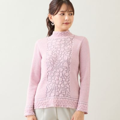 日本製】ふくれジャカードセーター（12131611） | LOBJIE