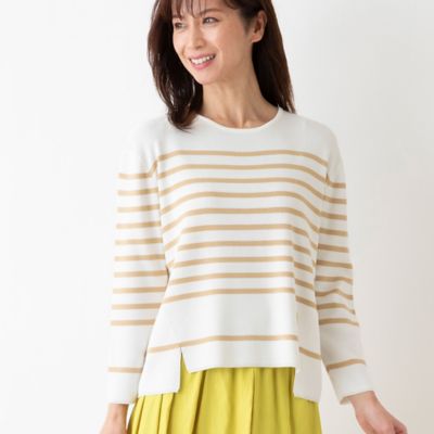 ＜LOBJIE (Women)＞ボーダーニットプルオーバー（１２１３２４０１）