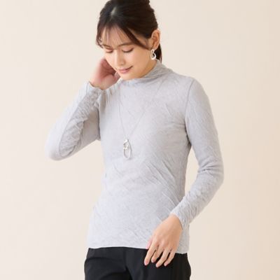 ＜LOBJIE (Women)＞【洗える・綿１００％・日本製】強撚２枚仕立てコットンニット（１２１３２６１１）