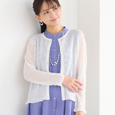 ＜LOBJIE (Women)＞透かし柄ニットカーディガン（１２１３３６１１）