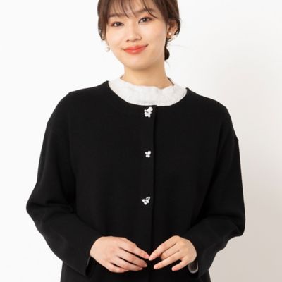 【アンサンブル可】ビジュー風ボタン　ニットカーディガン（１２１３６４６１）