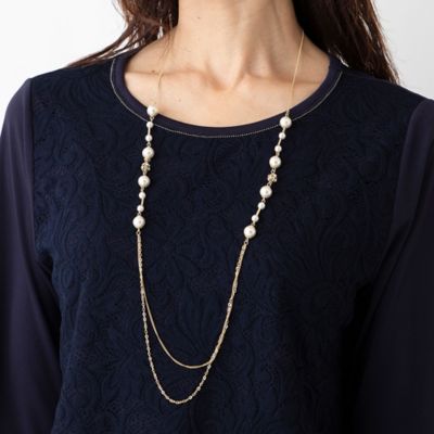 ＜LOBJIE (Women)＞パールモチーフ　チェーンネックレス（１２１４２４０１）