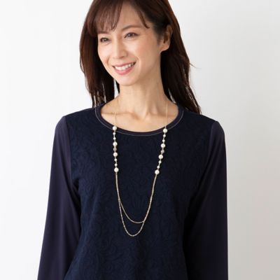 パールモチーフ　チェーンネックレス（１２１４２４０１）