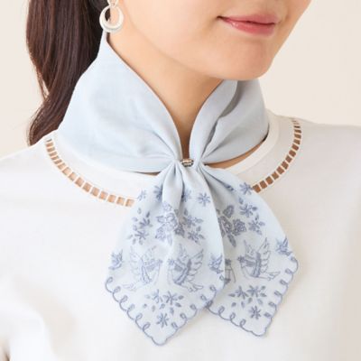 マグネットつき】スカラップ刺繍コットンスカーフ（12162604