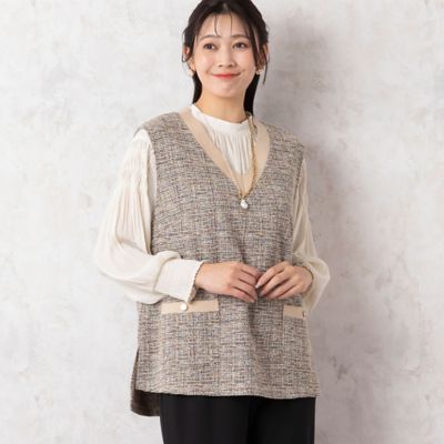 ファンシーツイード ニット ベスト ファンシーツイードニットベスト（21001401） | MISSEL