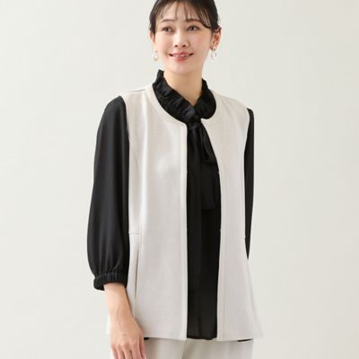 ＜MISSEL＞【洗える・オケージョン対応・セットアップ可・Ｌ～４Ｌサイズ】ノーカラーベスト（２１００２６０２）