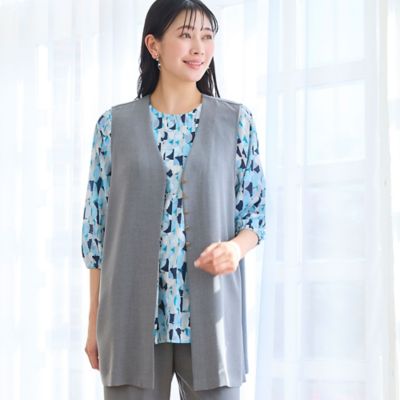 ＜MISSEL＞【洗える・セットアップ可・Ｌ～４Ｌサイズ】メタルボタンロングジレ（２１００２６０４）