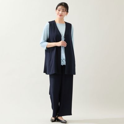 洗える・セットアップ可・L～4Lサイズ】メタルボタンロングジレ