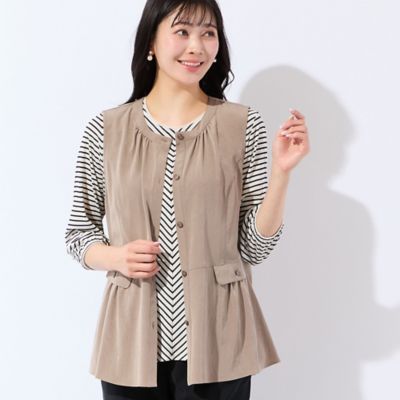 ＜MISSEL＞【洗える・接触冷感・Ｌ～４Ｌサイズ】Ｓｏａｌｏｎペプラムベスト（２１００２６０５）
