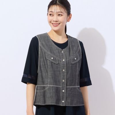 【洗える・セットアップ可能】スラブデニム　ベスト（２１００３５０１）