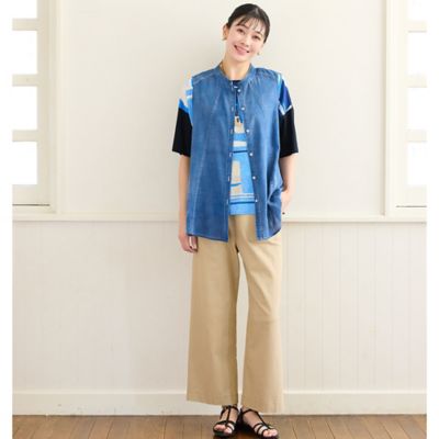 洗える・L～4Lサイズ】デニムガーゼAラインベスト