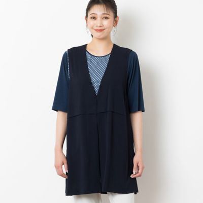 Lounge dress ブラック Vネック ツイードベスト KOBE LETTUCE ジレ ロングベスト 秋冬 Vネック ツイード