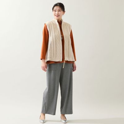 ケーブルニット×タフタベスト（21006501） | MISSEL/ミゼール
