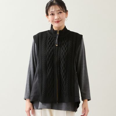 ケーブルニット×タフタベスト（21006501） | MISSEL/ミゼール