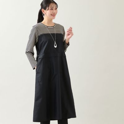 洗える・体型カバー・L～4Lサイズ】ドッキングワンピース（ボーダー