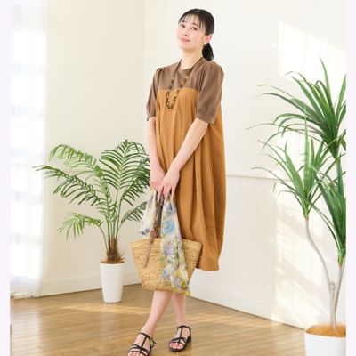 【極美品】定価3.1万 ブランベール プリーツコクーンワンピース 38 洗える・L～3Lサイズ】コクーンワンピース（21013601
