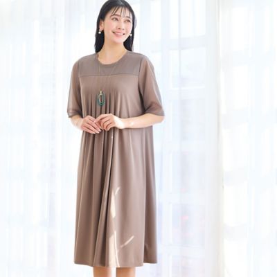 ＜MISSEL＞【洗える・体型カバー・Ｌ～４Ｌサイズ】シアースリーブワンピース（２１０１３６０３）