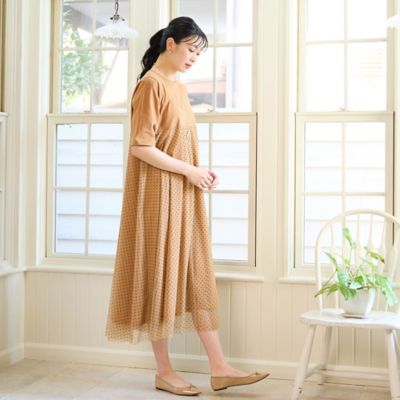 洗える・M～3Lサイズ】チュールドッキングワンピース