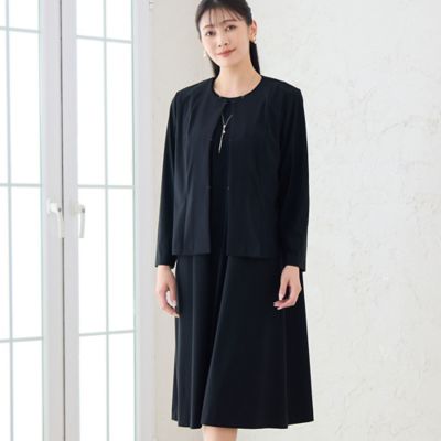 洗える・3L／4Lサイズあり】漆黒 袖シフォンワンピース