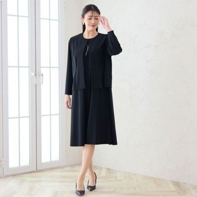 洗える・3L／4Lサイズあり】漆黒 袖シフォンワンピース