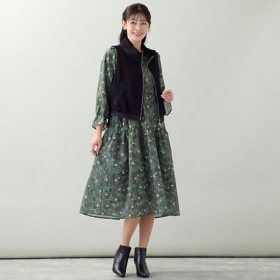洗える・3Lサイズあり】花柄ティアードワンピース（21015602