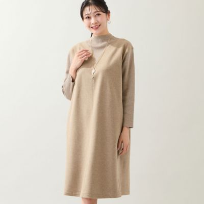 【送料無料】MISSEL/ミゼール 大きいサイズ【3L/4Lサイズあり】綿混ジャージー レイヤード風ワンピース(21016502) チャイロ ワンピース・ドレス【三越伊勢丹/公式】