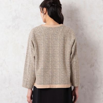 ファンシーツイードニット ノーカラージャケット