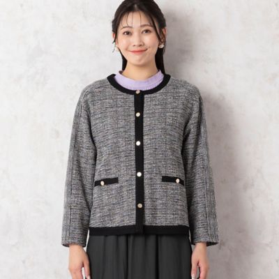 E7223-151◾️自由区　ファンシーツイード　ニットノーカラージャケット ファンシーツイード ニットジャケット / 23区 | ファッション