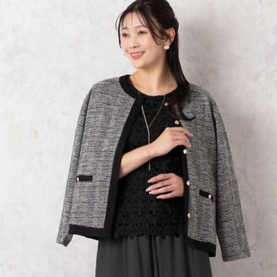 DEUXIEME CLASSE マルチカラーノーカラーツイードジャケット ノーカラーツイードジャケット（7141141004