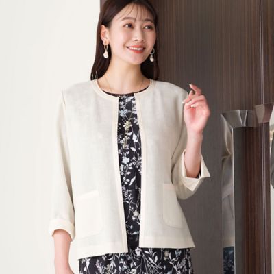 カラミ　ノーカラージャケット〔セットアップ対応〕（２１０３２４０５）