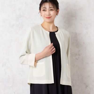 カラミ　ノーカラージャケット〔セットアップ対応〕（２１０３２４０５）