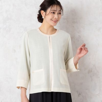 カラミ　ノーカラージャケット〔セットアップ対応〕（２１０３２４０５）