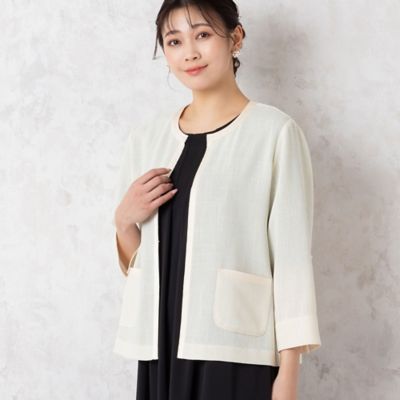 カラミ　ノーカラージャケット〔セットアップ対応〕（２１０３２４０５）