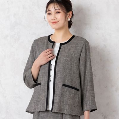 カラミ　ノーカラージャケット〔セットアップ対応〕（２１０３２４０５）