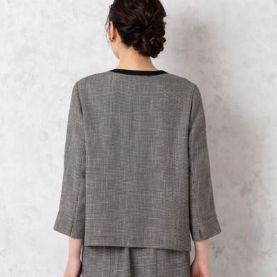 カラミ　ノーカラージャケット〔セットアップ対応〕（２１０３２４０５）