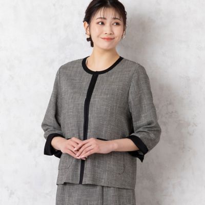 カラミ　ノーカラージャケット〔セットアップ対応〕（２１０３２４０５）