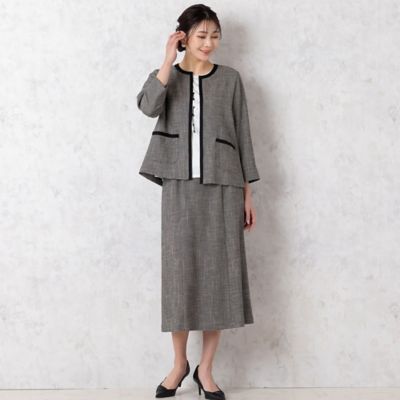 カラミ　ノーカラージャケット〔セットアップ対応〕（２１０３２４０５）